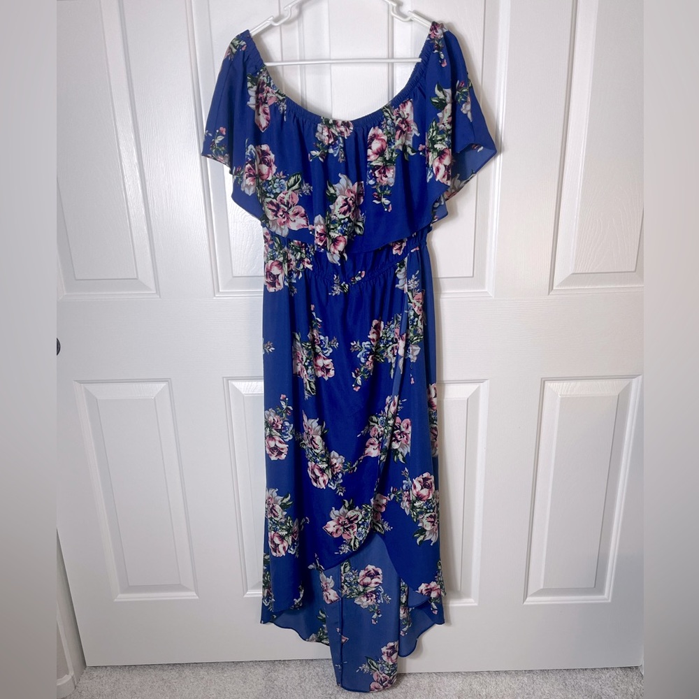 Soprano Off the Shoulder, Empire Waist, Bright Blue 1x